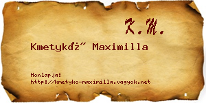 Kmetykó Maximilla névjegykártya